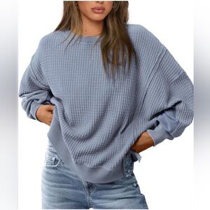Women's baby Blue Waffle Knit crewneck FP inspired